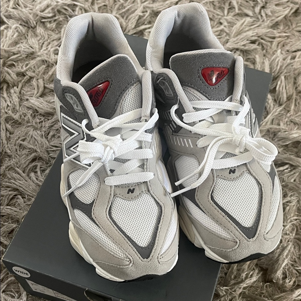 New Balance Kids Gray White Red Accent Sneakers